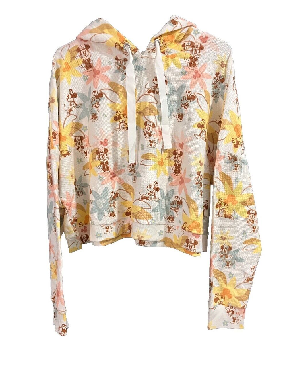 Disney Parks MINNIE MOUSE Beach Theme Palm Tree Cropped Hoodie Womens Size XL